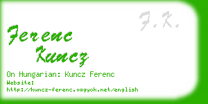 ferenc kuncz business card